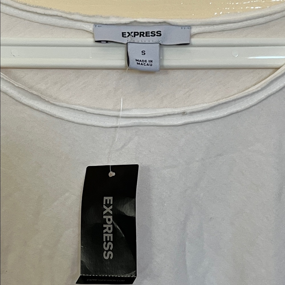 Express White Long Sleeve Top with Silver Sequin Detail - Picture 4 of 6